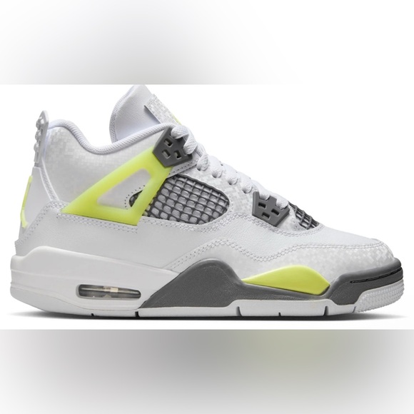 Jordan Retro 4 White and Lime Sneakers - Picture 3 of 10